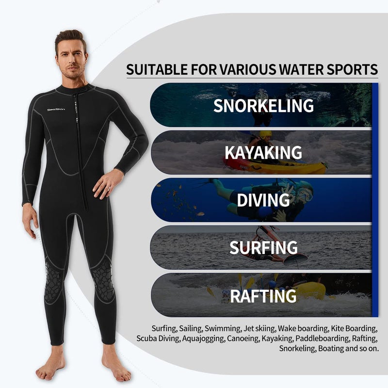Seaskin Mens 3mm Shorty Wetsuit, Full Body Diving Suit Front Zip Wetsuit for Diving Snorkeling Surfing Swimming - Image 5